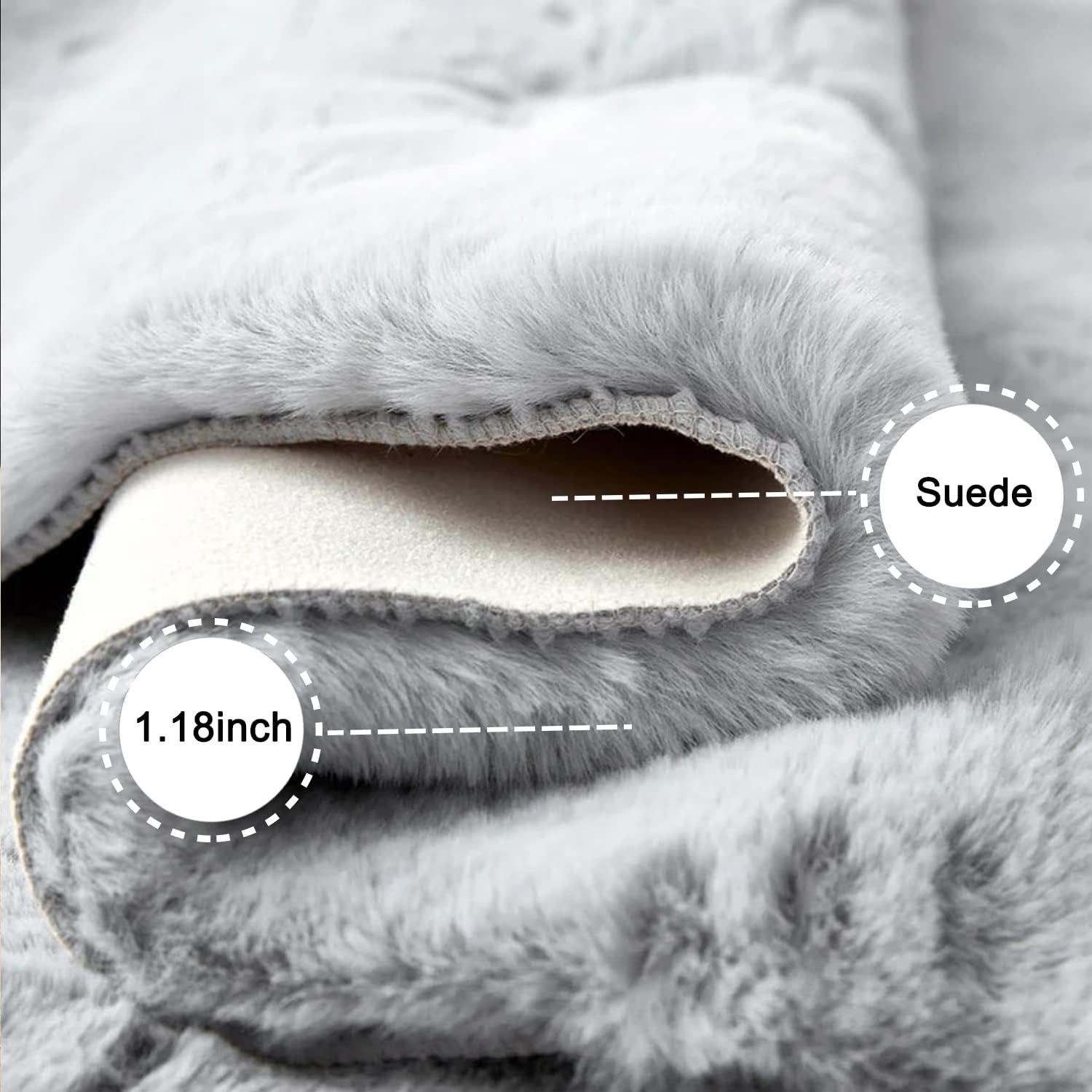 Ghouse Ultra Soft Faux Rabbit Fur Rug 2x3, Machine - Image 2