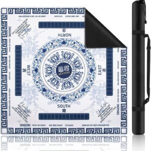 Ghouse Mahjong Mat,32.3''X32.3''Non-Slip Noise Reduction Mahjong Mat - Blue
