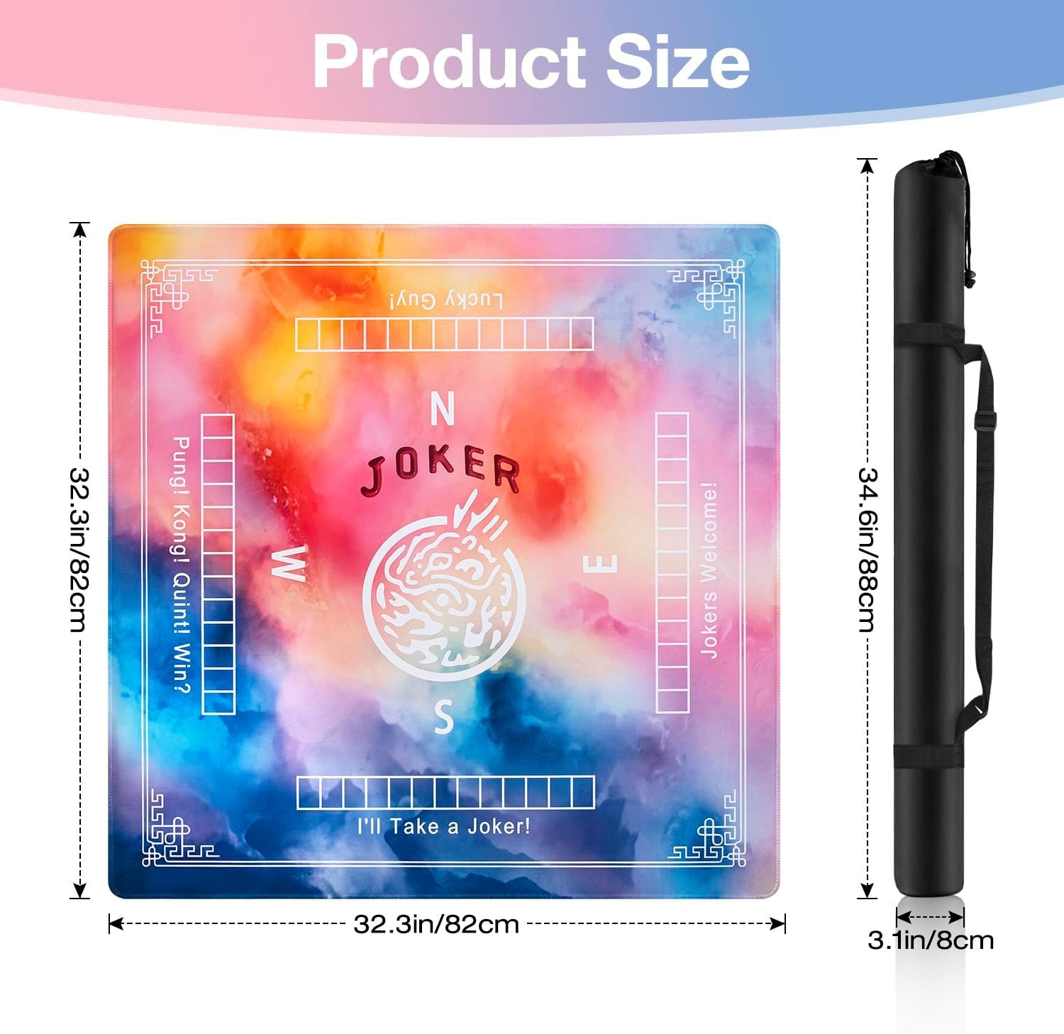 Ghouse Mahjong Mat,32.3''X32.3''Noise Reduction Non-Slip - Yellow - Image 2