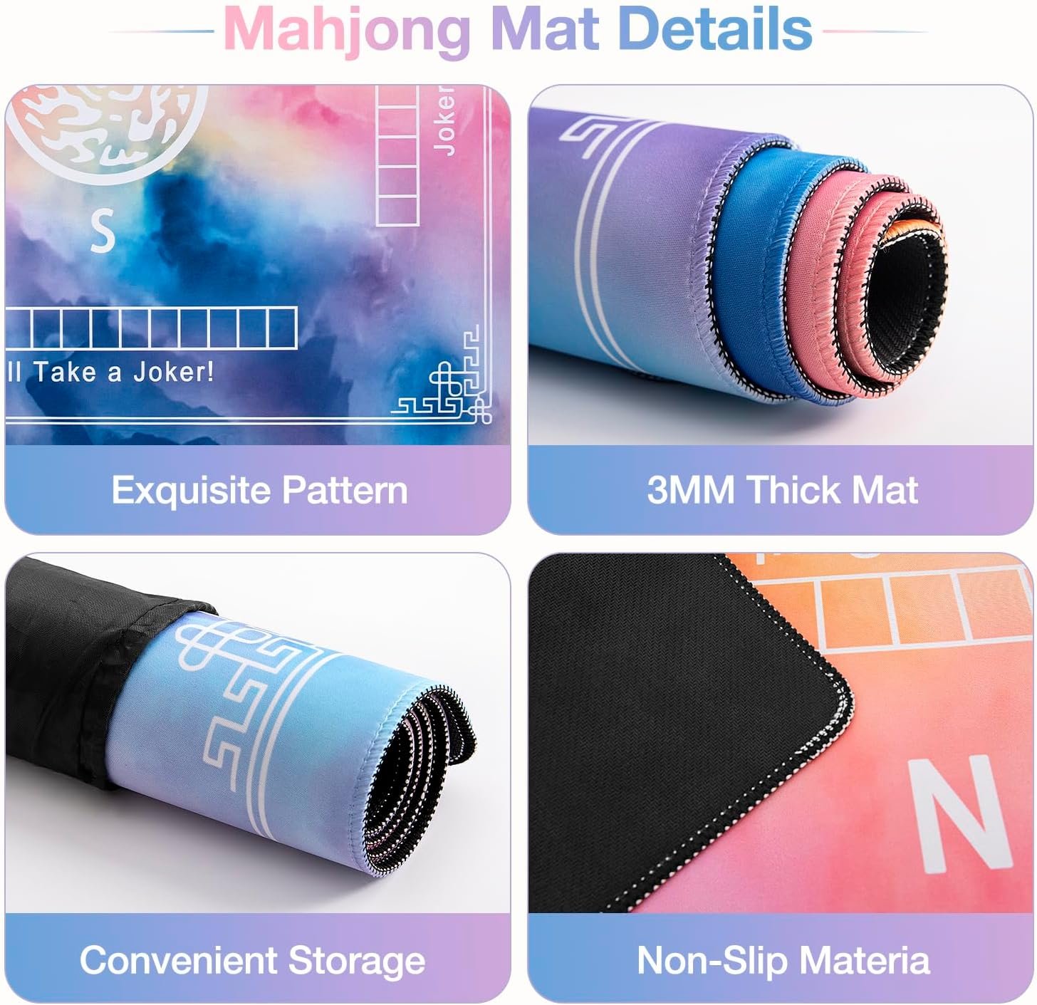 Ghouse Mahjong Mat,32.3''X32.3''Noise Reduction Non-Slip - Yellow - Image 3