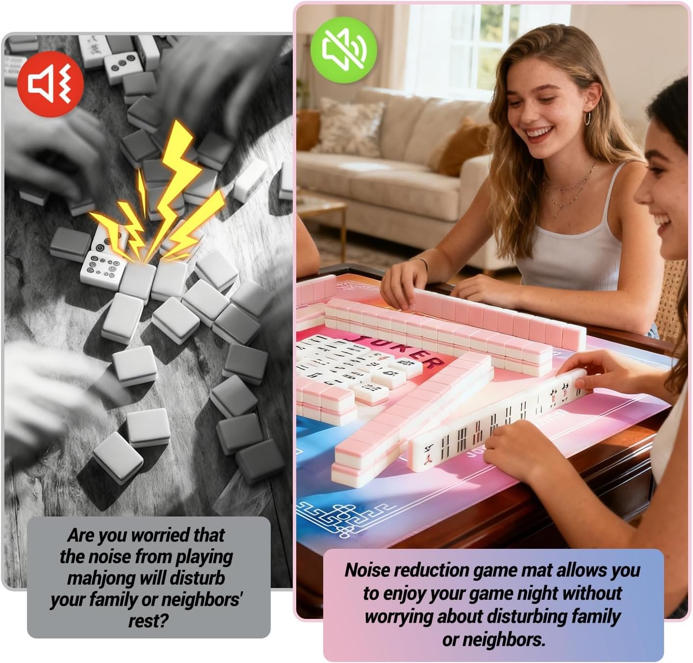 Ghouse Mahjong Mat,32.3''X32.3''Noise Reduction Non-Slip - Yellow - Image 6