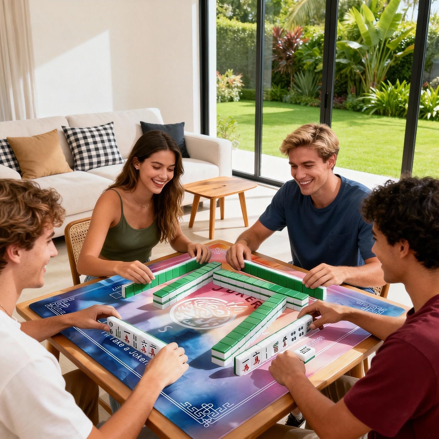 Ghouse Mahjong Mat,32.3''X32.3''Noise Reduction Non-Slip - Yellow - Image 8